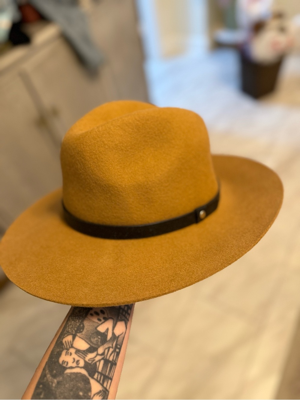 rag & bone Mustard Wool Felt Fedora with Black Band